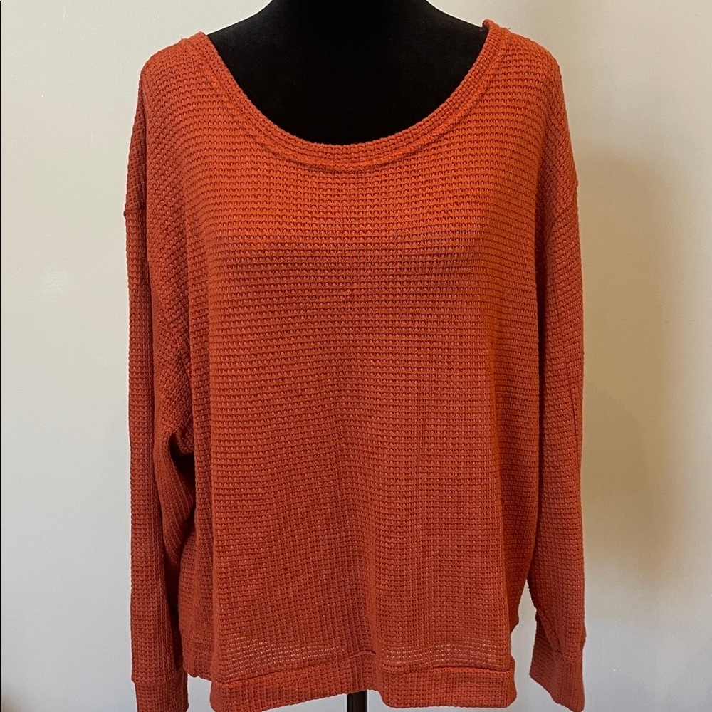 Rusty Brown Waffle Knit Scoop Neck top - small new with tags - altar’d state